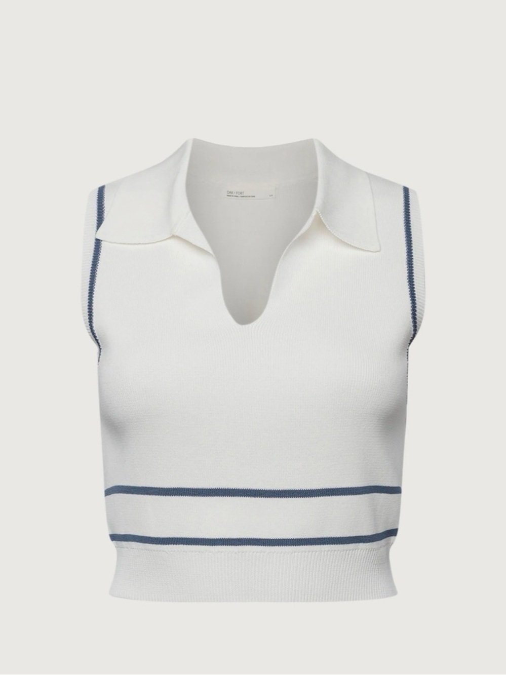 OAK + FORT SLEEVELESS COLLARED KNIT TANK sz S